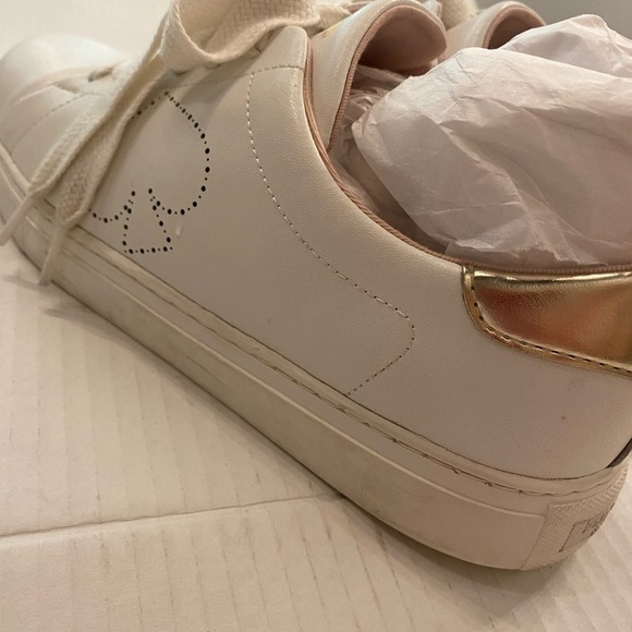 Kate Spade Women’s Nappa White Leather Sneakers Lace Up size 8.5 used in box - Picture 2 of 14